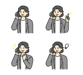 ビジネスパーソンがスマートフォンで連絡するイラスト素材