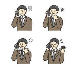 ビジネスパーソンがスマートフォンで連絡するイラスト素材