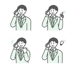 ビジネスパーソンがスマートフォンで連絡するイラスト素材