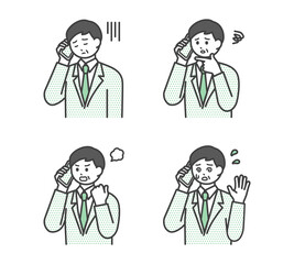 ビジネスパーソンがスマートフォンで連絡するイラスト素材