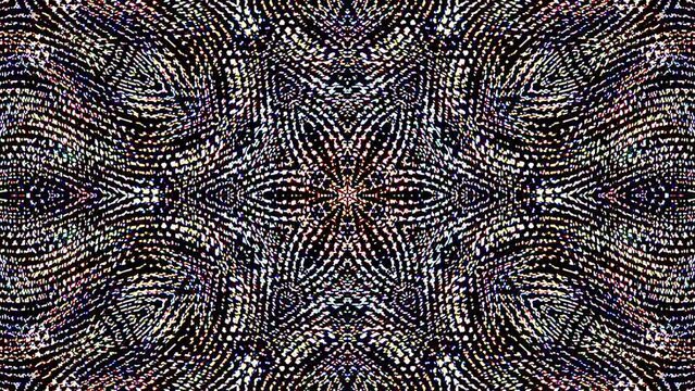 Bright abstract light governing full color, kaleidoscope, black background	