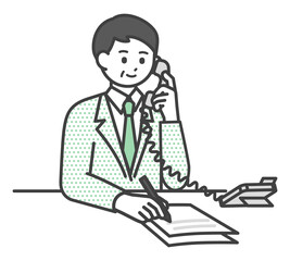 電話対応をするビジネスパーソンのイラスト素材