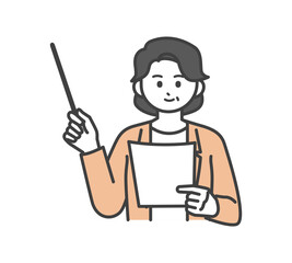ビジネスパーソンが指し棒で説明するイラスト素材