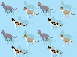 Cat Cornish Rex Various Coats Seamless Wallpaper Background