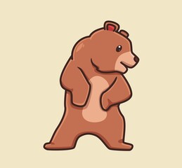 cute grizzly bear brown standing. cartoon animal nature concept Isolated illustration. Flat Style suitable for Sticker Icon Design Premium Logo vector. Mascot Character