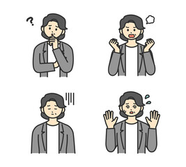 女性社員のネガティブな表情のイラスト素材