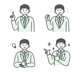 男性社員のポジティブな表情のイラスト素材