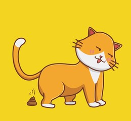 cute cat poop. cartoon animal nature concept Isolated illustration. Flat Style suitable for Sticker Icon Design Premium Logo vector. Mascot Character