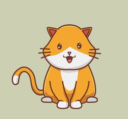 cute cat sitting cheerful. cartoon animal nature concept Isolated illustration. Flat Style suitable for Sticker Icon Design Premium Logo vector. Mascot Character