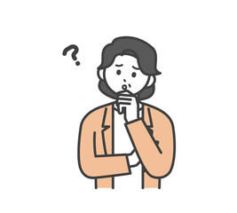 Fototapeta premium 女性社員が悩んでいる表情のイラスト素材