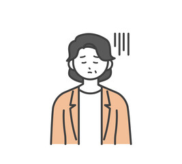 女性社員がどんよりしている表情のイラスト素材