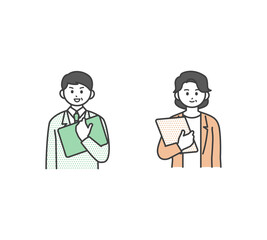 資料を持っているビジネスパーソンのイラスト素材