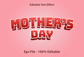 Fototapeta na wymiar mother's day text effect editable with pink color.