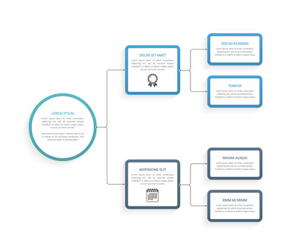 Flowchart infographic template with nodes and arrows, process diagram, organization structure template