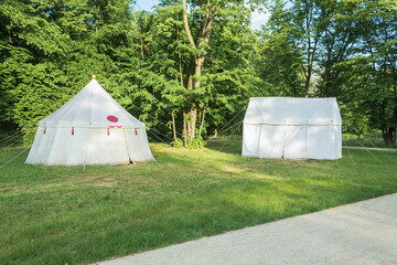 Military tents for spending the night soldiers