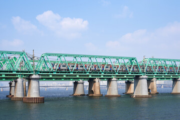 Hangang River and Hangangcheolgyo in Seoul, South Korea.
