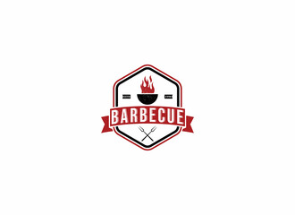barbercue logo template vector, icon in white background