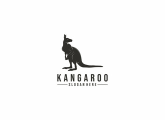 kangaroo logo template in white background