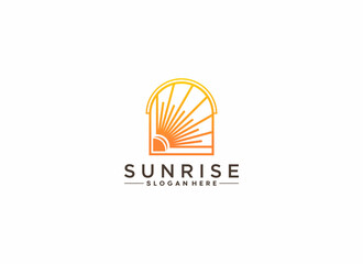 simple sunrise logo template in white background