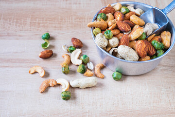 Mixed nuts for health in a bowl