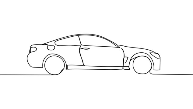 Continuous line drawing of modern car