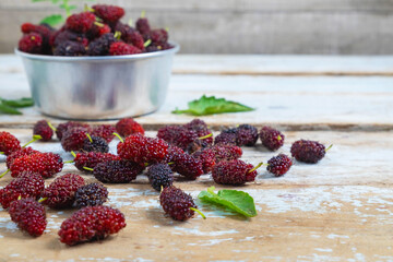 .Mulberry in a bowl on the table