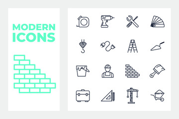 building, construction and home repair tools set icon symbol template for graphic and web design collection logo vector illustration
