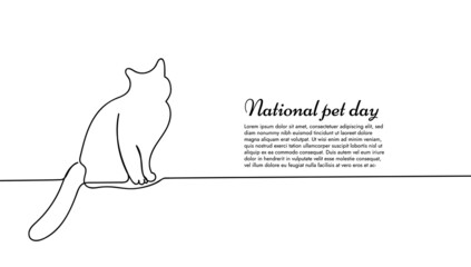 Continuous line drawing of cat for national pet day
