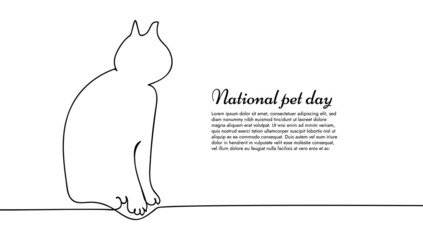 Continuous line drawing of cat for national pet day