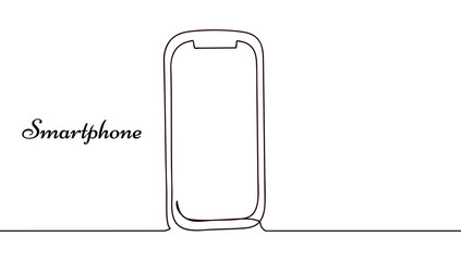 Single continuous line art smartphone. Mobile phone touch screen gadget modern technology design one sketch outline drawing vector illustration
