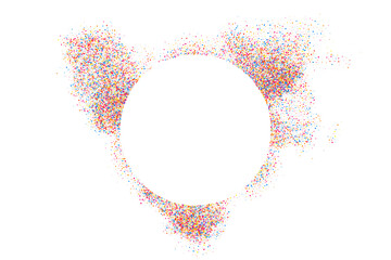 Colorful Frame Explosion Of Confetti. Grainy Abstract Multicolored Texture Isolated On White Background. Space For Text. Vector Illustration, Eps 10.