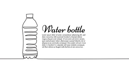 Bottle of water sketch continuous one simple line drawing