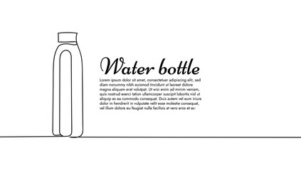 Bottle of water continuous one line drawing