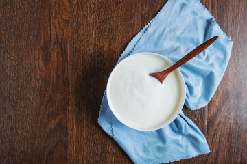 Fresh natural yoghurt for health