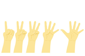 Simple Vector Set of Counting or Voting Hand, Isolated on White