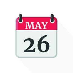 May 26 - Daily Calendar Icon in flat design style