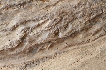 Part of old tree trunk with holes from woodworm. Light brown wooden background in rustic style.