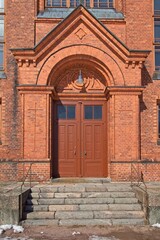 Old wooden church door.