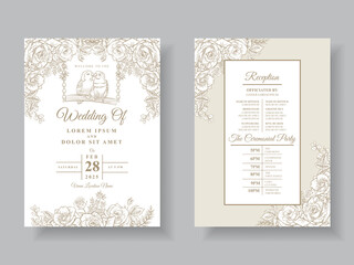 Minimalist wedding invitations card floral line art