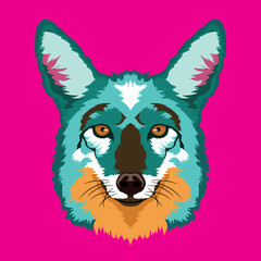 Coyote  face vector illustration in decorative style, perfect for tshirt style and mascot logo