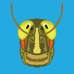 Grasshooper face vector illustration in decorative style, perfect for tshirt style and mascot logo