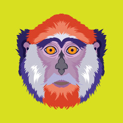 Cute and colorful Monkey face vector illustration in decorative style, perfect for tshirt style and mascot logo