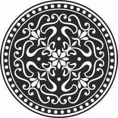 Vector monochrome round classic european national ornament. Circle of Ancient Greece, Roman Empire.
