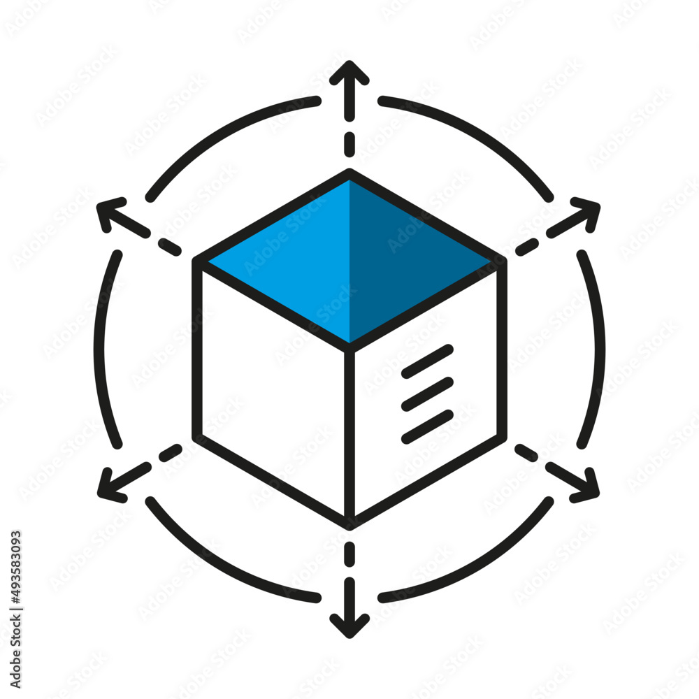 Aufkleber Blockchain 3D cube icon symbol design vector illustration. Crypto currency digital smart contract protocol system contain cryptography hash, transaction data, global linked network. 