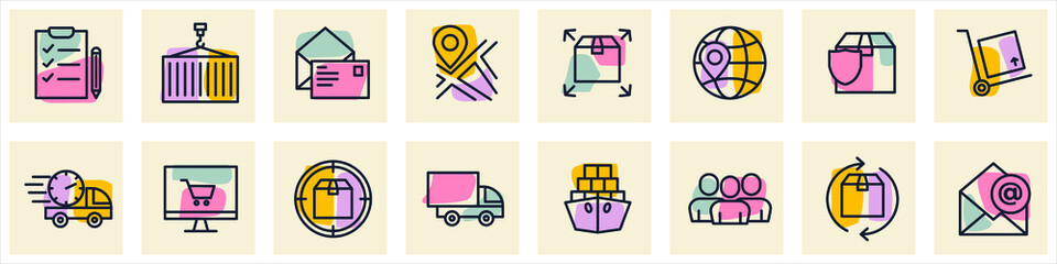 Delivery and shipping set icon symbol template for graphic and web design collection logo vector illustration