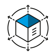 Blockchain 3D cube icon symbol design vector illustration. Crypto currency digital smart contract protocol system contain cryptography hash, transaction data, global linked network. 