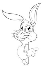 Easter Bunny Rabbit Cartoon Character Peeking Sign