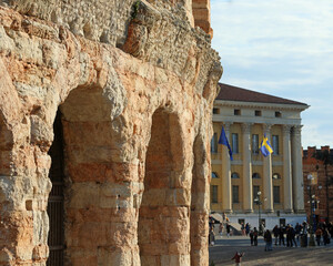 Roman Arena of the City Hall of Verona Town in Italy