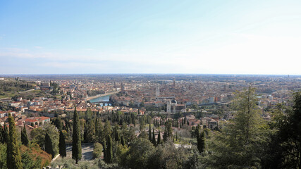 Fototapeta na wymiar View of Verona City and the Adige River in Veneto Region in Italy