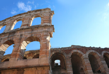 Detail of Arena an Ancient Roman  historical Buidling in Verona City in Italy